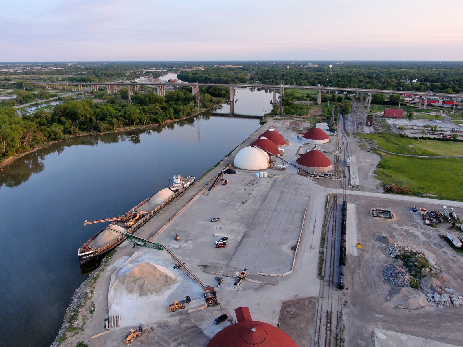 Barge loading operations at Sargent Docks